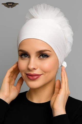 Aldaıyr Fırfır Bone Tesettür Bone Beyaz