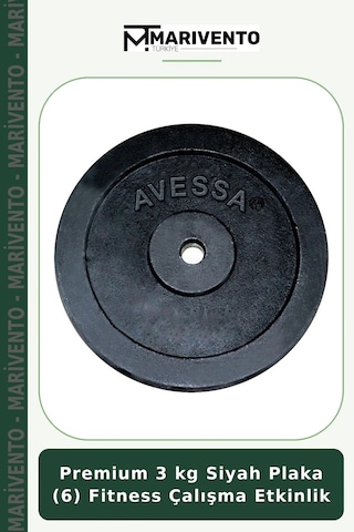 Premium 3 Kg Siyah Plaka 6 Fitness Çalışma Etkinlik