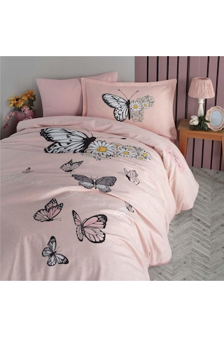 Clasy Ranforce Nevresim Takımı Tek Kişilik Daisy Love V2 Somon