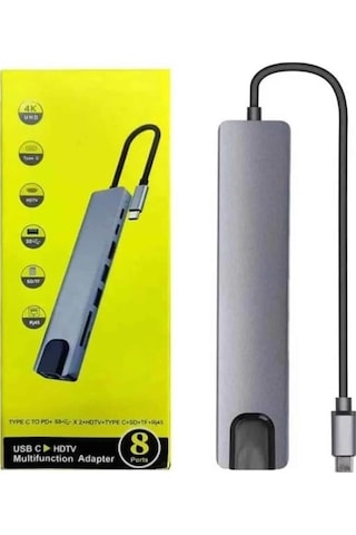 Znv Zenvia Mey İthalat Macbook Pro/air Uyumlu Usb Type-c 8 In 1 Hub Dönüştürücü Çevirici Çoklayıcı Usb Hdm