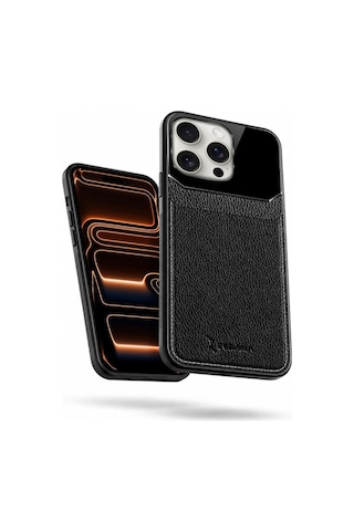 Apple İphone 16 Pro Uyumlu Kılıf Zebana Lens Deri Kılıf Siyah