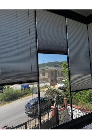 Plise Katlanır Cam Balkon Perdesi - Ofis Perdesi - Mutfak Perdesi - Salon Perdesi Gri Gri