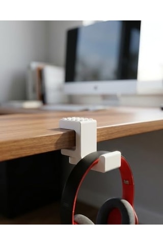 Atalarstudio Kulaklık Standı Masa Kenarı Kıskaç Tutucu, Mini Figür Sergi Yüzeyli, 18-33mm Masa Uyumlu, Vidalı Sıkıştırma Sistemi, Oyun Ve Ofis Masası Aksesuarı, 3d Baskı, Beyaz