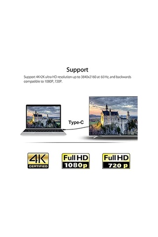 Hc-01 Type-c To 4k Ultra Full Hd Hdmı Usb-c Tak Çalıştır Görüntü Aktarım Kablosu-1.8m Diğer