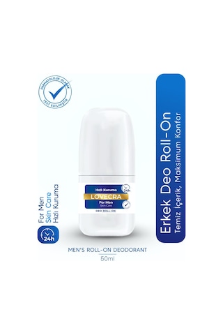 Doğal Erkek Deo Roll On 24 Saat Etkili Terleme Önleyici Ter Kokusuna Karşı Koruma Hassas Cilt 50 Ml