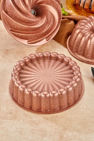 Doremcy 3lü Granit Döküm Kek Ve Tart Kalıbı 26cm Rosegold Dilimli Turta Kalıbı Kek Kalıbı Siyah