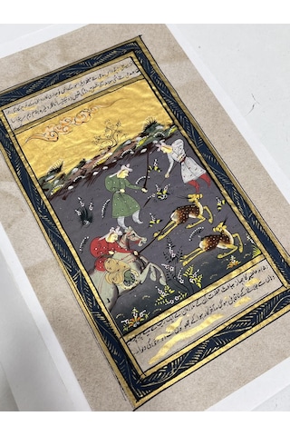 Saray Avcılarının Takibi Adlı El Yapımı Minyatür Resim 21x12 Cm