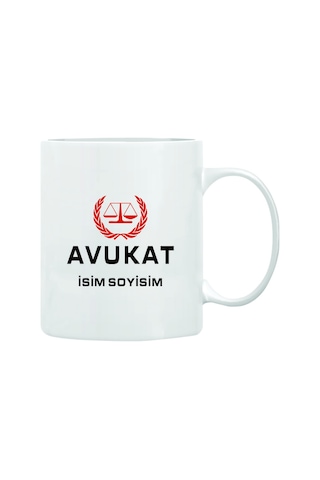 Avukat İsim Yazılı Özel Kupa Bardak Beyaz
