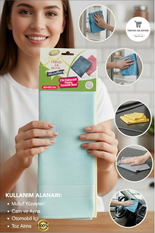 3 Lü Mikrofiber Yüksek Kaliteli Temizlik Bezi Çok Renkli