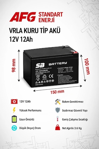 Sb Battery 12v 12ah Bakımsız Kuru Akü