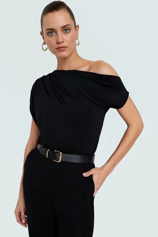 Frm Regular Kalıp Polyester Bluz Yazlık Şıklık Seçkin Malzeme siyah
