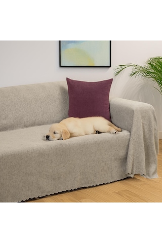 Jakarlı Şönil Koltuk Örtüsü Kanepe Örtüsü Koltuk Şalı 175x300 Kaymaz Kil L