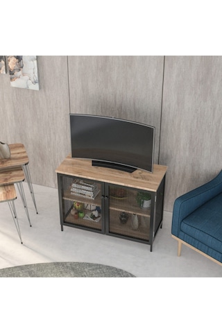 Endürtiyel Tarz 100cm Tv Sehpası/konsol/1902 Atlantik Çam - Siyah