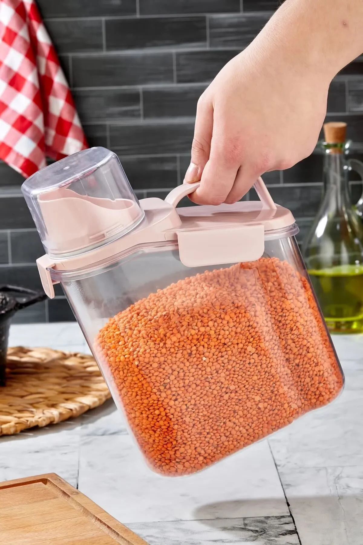 1.8 L Toz Deterjan Ve Bakliyat Saklama Kabı Mutfak Ve Banyo Düzenleyici Organizer Pembe 1.8 L Toz Deterjan Ve Bakliyat Saklama Kabı Mutfak Ve Banyo Düzenleyici Organizer Pembe