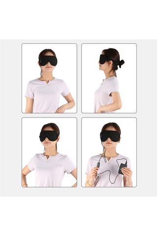 Lichen Isıtmalı Göz Maskesi, Usb Elektrikli Göz Sıkıştırmalı Siyah