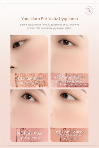 Dasique Karıştırılabilir Renk Tonlarına Sahip 4 Lü Allık Paleti Blending Mood Cheek 04 Beige Knit 04 Beige Knit