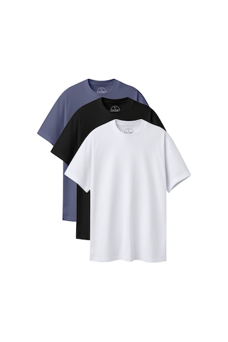Velvoria Unisex Oversize Basic 3'lü Siyah Beyaz Antrasit Renk T-shirt Çok Renkli4