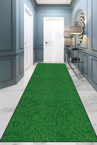 Viva Home Balkon Halısı Çim Halı Kaymaz Tabanlı 3d Çim Görünümlü Kesme Rulo Yolluk Ar1351, Yeşil, 80 X 300 Çok Renkli