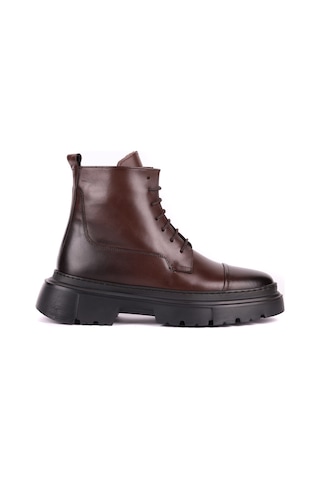 Shoetyle - Hakiki Deri Kahverengi Fermuarlı Erkek Postal Bot - 250-13-206-1658