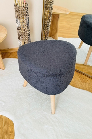 Bohem Tarz Teddy Kumaş Üçgen Puf, Makyaj Taburesi, Bench, Füme