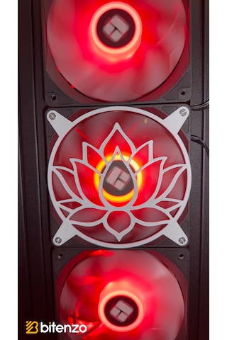 Lotus Çiçeği Desenli V2 120x120 Mm Pc Fan Kapağı - Masaüstü Bilgisayar Fan Kapağı Beyaz