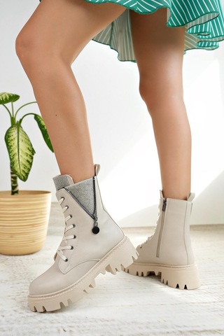 Nesil Shoes İfs 308 Ten Taşlı Kadın Bot-ten Ten