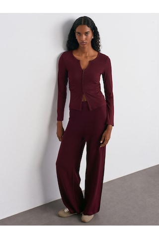 Dilvin 70163 Beli Lastikli Yünlü Triko Pantolon-bordo M. Bordo M.