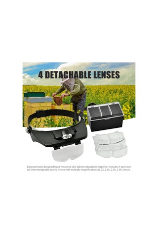 Hangfox Arı Yetiştirme Aleti - 4 Çarpma Led Işıklandırmalı Ayarlanabilir Bağcıklı Büyütec Pil Dahil Değil Ht-0302