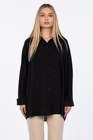 Barrels And Oil Klasik Tunik Gömlek - Siyah-Siyah