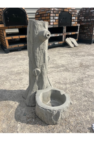 Dekoratif Bahçe Kütük Görünümlü Beton Çeşme Barbekü Gross