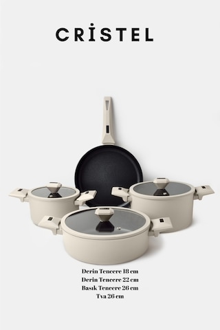 Cristel 7 Parça Tencere Seti Krem Krem