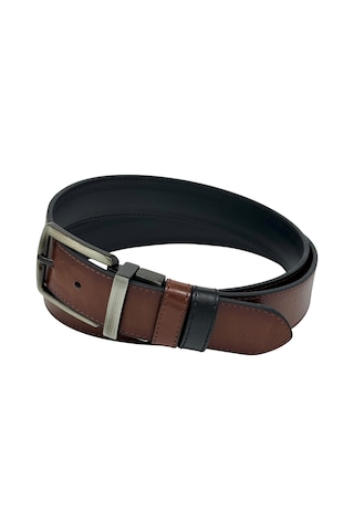 Süzer Deri 4 Cm. Çift Taraflı Spor Model Suni Deri Unisex Kot Kemer Kahverengi/siyah Kahverengi