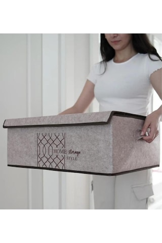 Flosoft Keçe Kapaklı Baza Hurcu, Çok Amaçlı Düzenleyici Organizer Kapaklı Kutu 50x40x19 Cm 001