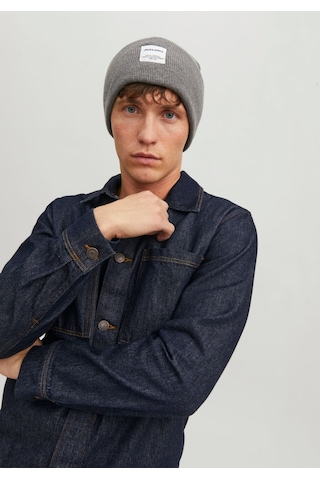 Jack & Jones Logo Etiketli Bere - Long 12150627 Grey Melange