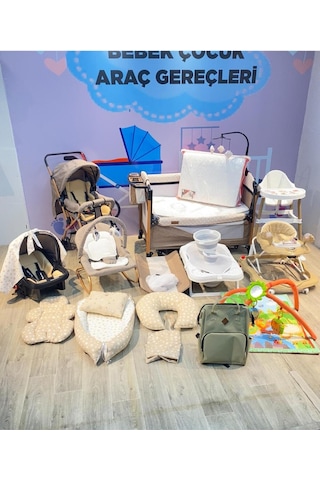 22 Parça Yeni Doğan Two Moms Lüx Bebek Çeyiz Seti Ana Dizi Beşik Bebek Arabası Hamak.. Kahverengi