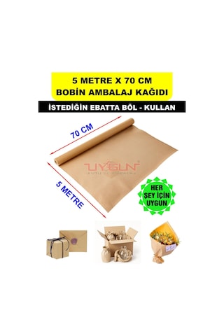 70 Cm X 5 Metre Bobin Rulo Kraft Rengi Ambalaj Kağıdı, Ev Eşyası, Çeyiz, Hediye, Ürün Paketleme