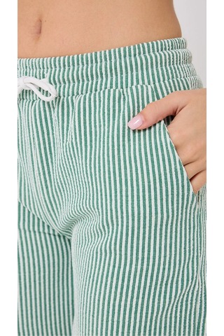 Yandan Cepli Beli Bağcıklı Su Yolu Kadın Çizgili Şort Yeşil