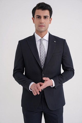 Efor Slim Fit Çift Yırtmaç Sivri Yaka Esnek Lacivert Klasik Takım Elbise Tk 939 Lacivert