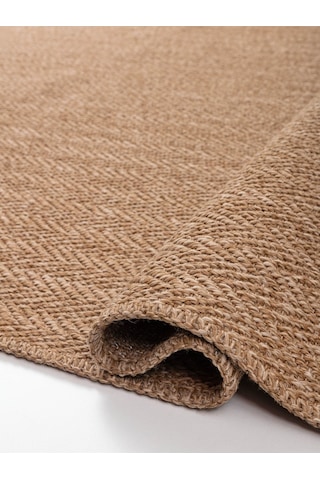 Saraz Halı Srz-0503 Jüt Tabanlı Hasır Dokuma Örme Bohem Antialerjik Halı Kilim Balık Sırtı Kahverengi