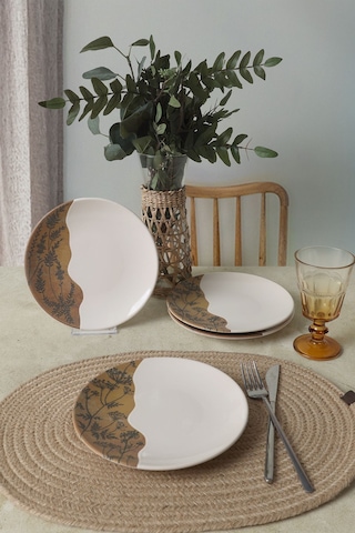 Keramika Terra Leaf Ege Pasta Tabağı 20 Cm 4 Adet 22878-79 Çok Renkli
