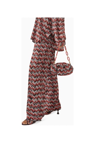 Missoni Mıssonı Lurex Örgülü Zincir Kese, Işıltılı & Şık Çanta, Zigzag Desen Omuz Çantası Kırmızı