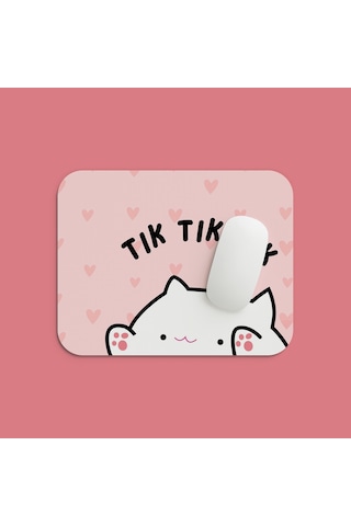 Tatlı Kedi Temalı Kalpli Ergonomik Pembe Mouse Pad - 23x19 Cm - Kaydırmaz Tabanlı Kaliteli Fare Altlığı Mousepad