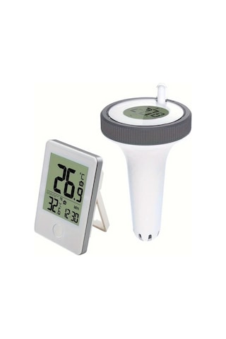 Topshop1 Gri Beyaz Kapali Sicaklik Gostergeli Kolay Okunur Yuzme Havuz Termometresi Kablosuz Dijital Monitor