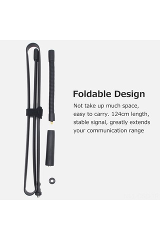 Samdoo 124cm Katlanabilir Sma-erkek Anten, Vhf/uhf Çift Bantlı, 5.0dbi Yüksek Kazanç, Çoklu Marka İçin Uyumlu Radyo Anteni