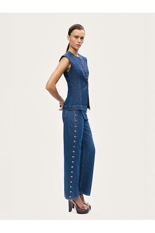 Nocturne Metal Düğme Detaylı Denim Pantolon N26yd18167 Koyu Mavi