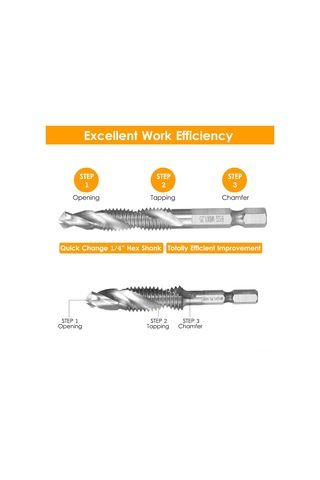 Fosenze 7'li Hss İvme Tala Ve Tap Seti - 1/4" Altıgen Saplı, Gümüş Renkli, M3-m12 Boyutları, Yumuşak Metal-ıçin Uygun