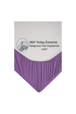 Ranforce Lila Pamuklu Tek / Çift Kişilik Battal Tam Kenar Lastikli Çarşaf 14 Renk Fıtted Lila