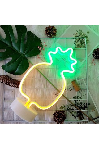 Gece Lambası Dekor Amaçlı Ananaslı Neon Led Masa Ve Hediyelik Lamba .