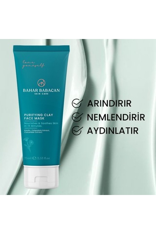 Bahar Babacan Kaolin Kili ve Alman Papatyası Özlü Arındırıcı Siyah Nokta Karşıtı Kil Maskesi 75 ML