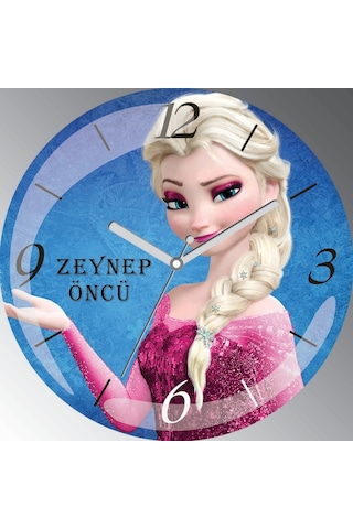Kişiye Özel Frozen Elsa Isimli Bombeli Sessiz Duvar Saati Çok Renkli Kişiye Özel Frozen Elsa Isimli Bombeli Sessiz Duvar Saati Çok Renkli